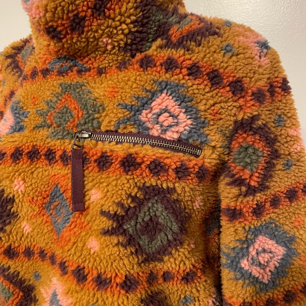 LL Bean Signature XXS Sherpa side zip Pullover NWOT Aztec boho